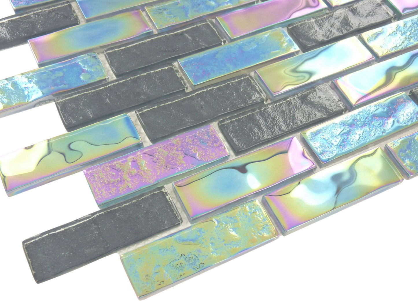 Thunder Grey 1" x 3" Glossy & Iridescent Glass Pool Tile Royal Tile & Stone