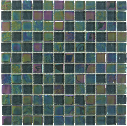 Treasure Moonstone Grey 1" x 1" Glossy & Iridescent Glass Pool Tile Royal Tile & Stone