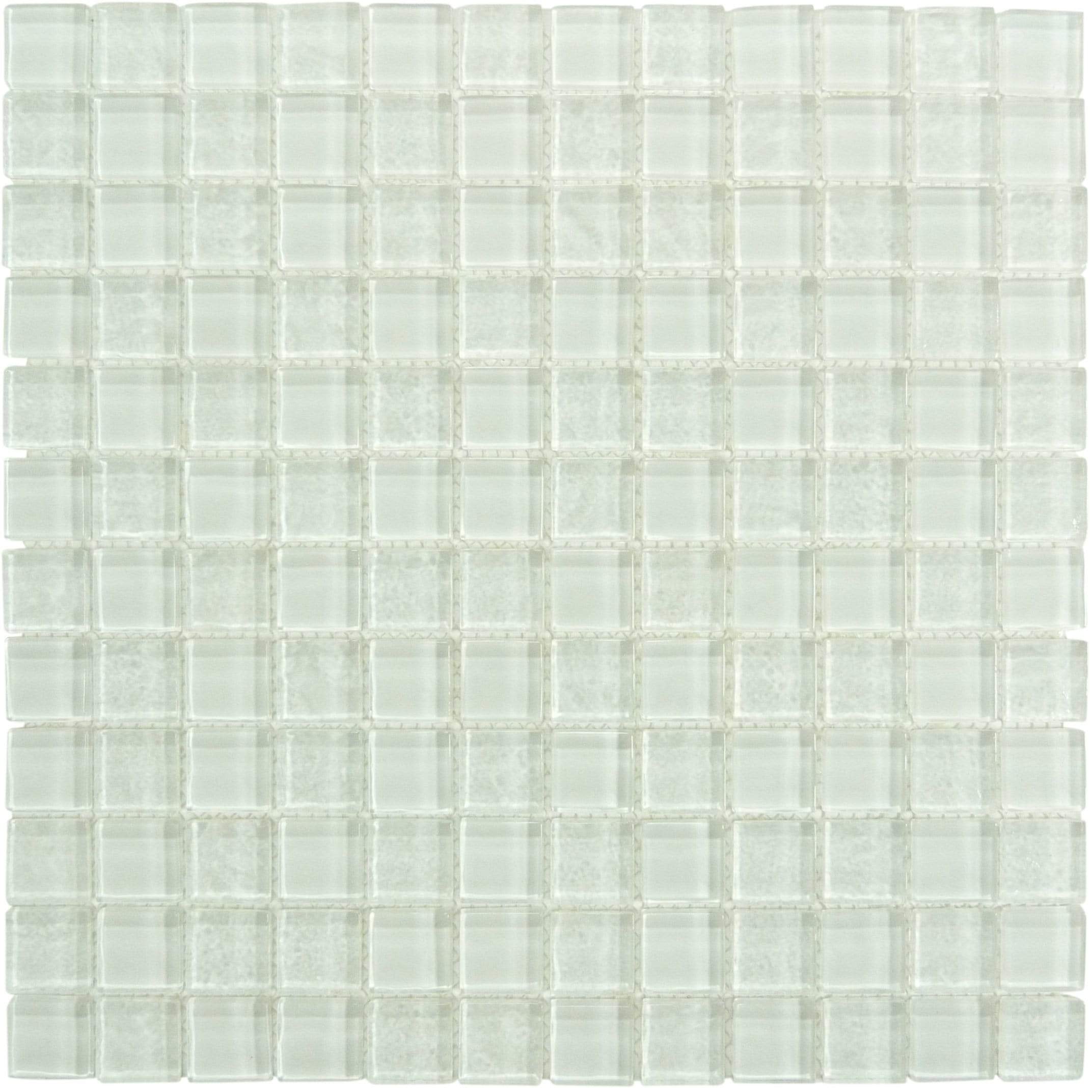 Treasure Whitestone White 1" x 1" Glossy Glass Pool Tile Royal Tile & Stone
