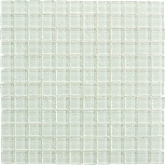 Treasure Whitestone White 1" x 1" Glossy Glass Pool Tile Royal Tile & Stone