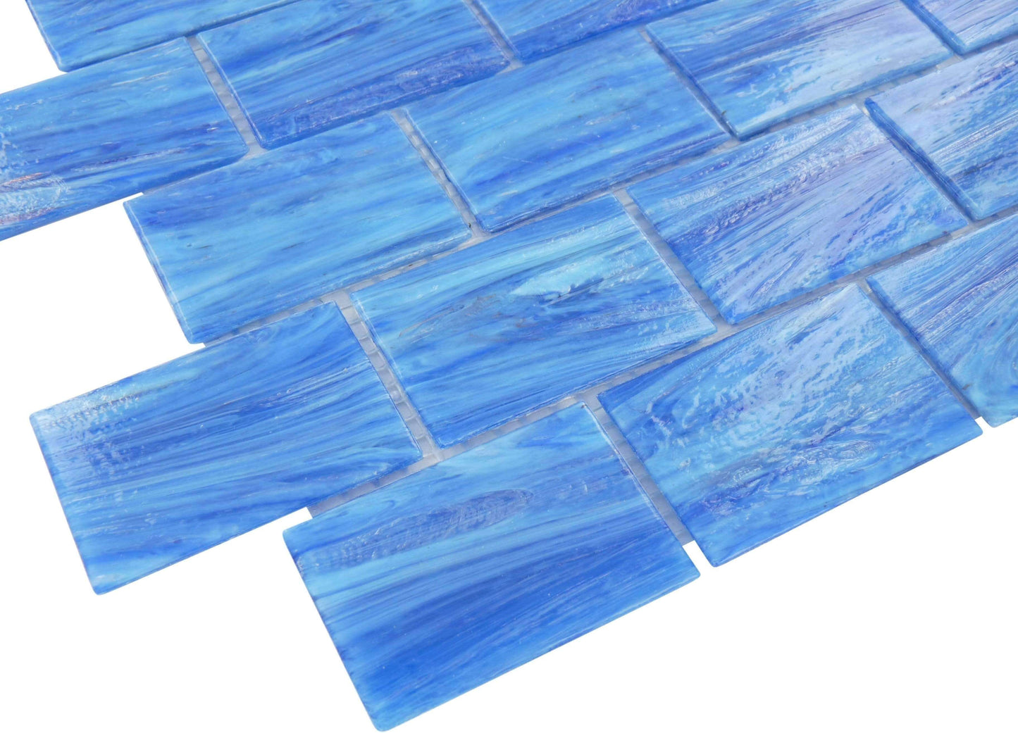 Labrador Blue 2" x 3" Glossy Glass Subway Pool Tile Royal Tile & Stone