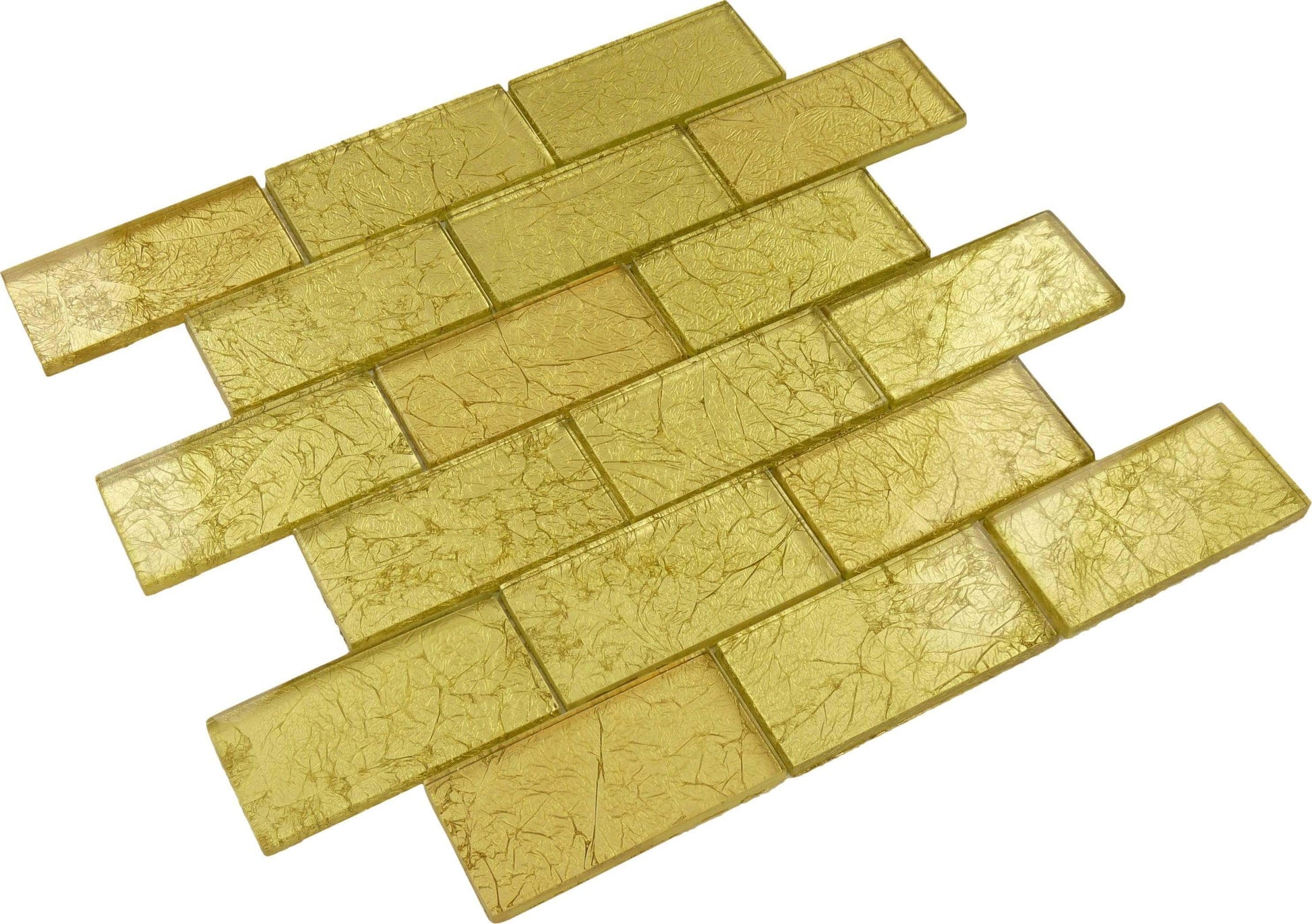 Gold Foil 2'' x 4'' Glossy Glass Tile Tuscan Glass