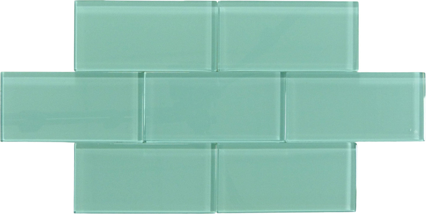 Sea Blue 3" x 6" Glossy Glass Subway Tile Tuscan Glass