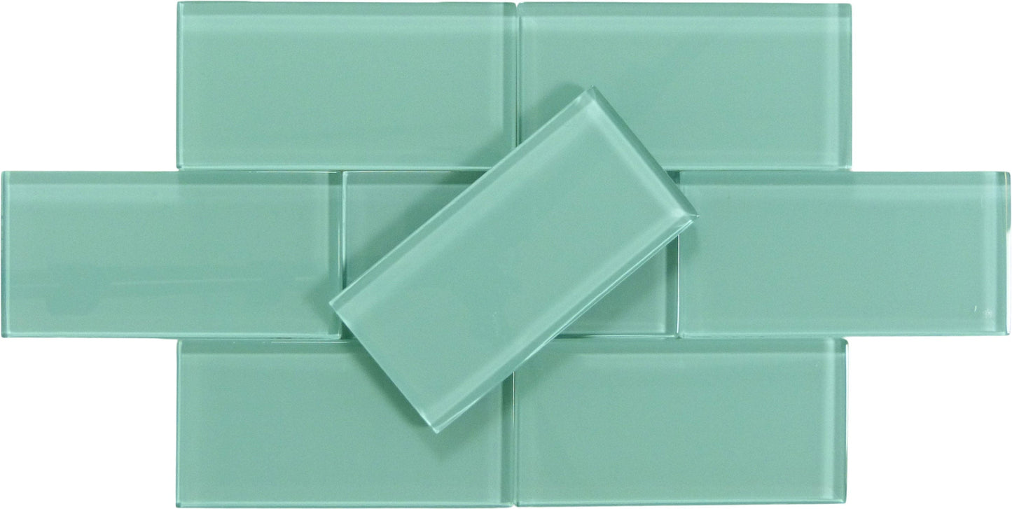 Sea Blue 3" x 6" Glossy Glass Subway Tile Tuscan Glass