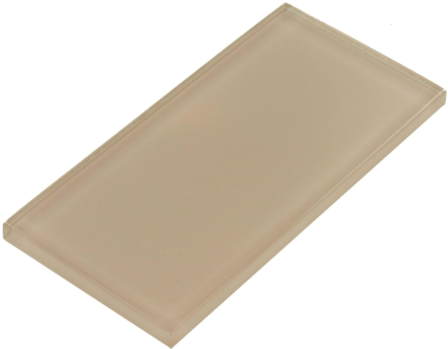 Mushroom 3" x 6" Beige Glossy Glass Subway Tile Tuscan Glass