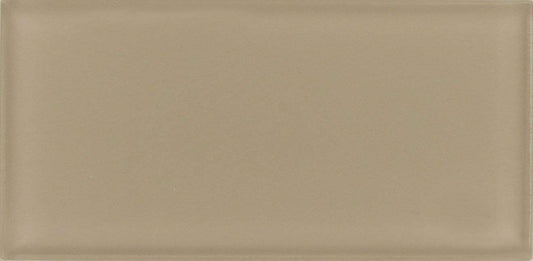 Mushroom 3" x 6" Beige Glossy Glass Subway Tile Tuscan Glass