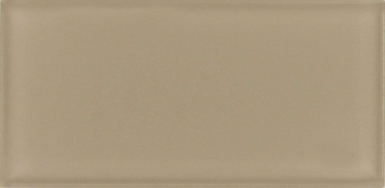 Mushroom 3" x 6" Beige Glossy Glass Subway Tile Tuscan Glass