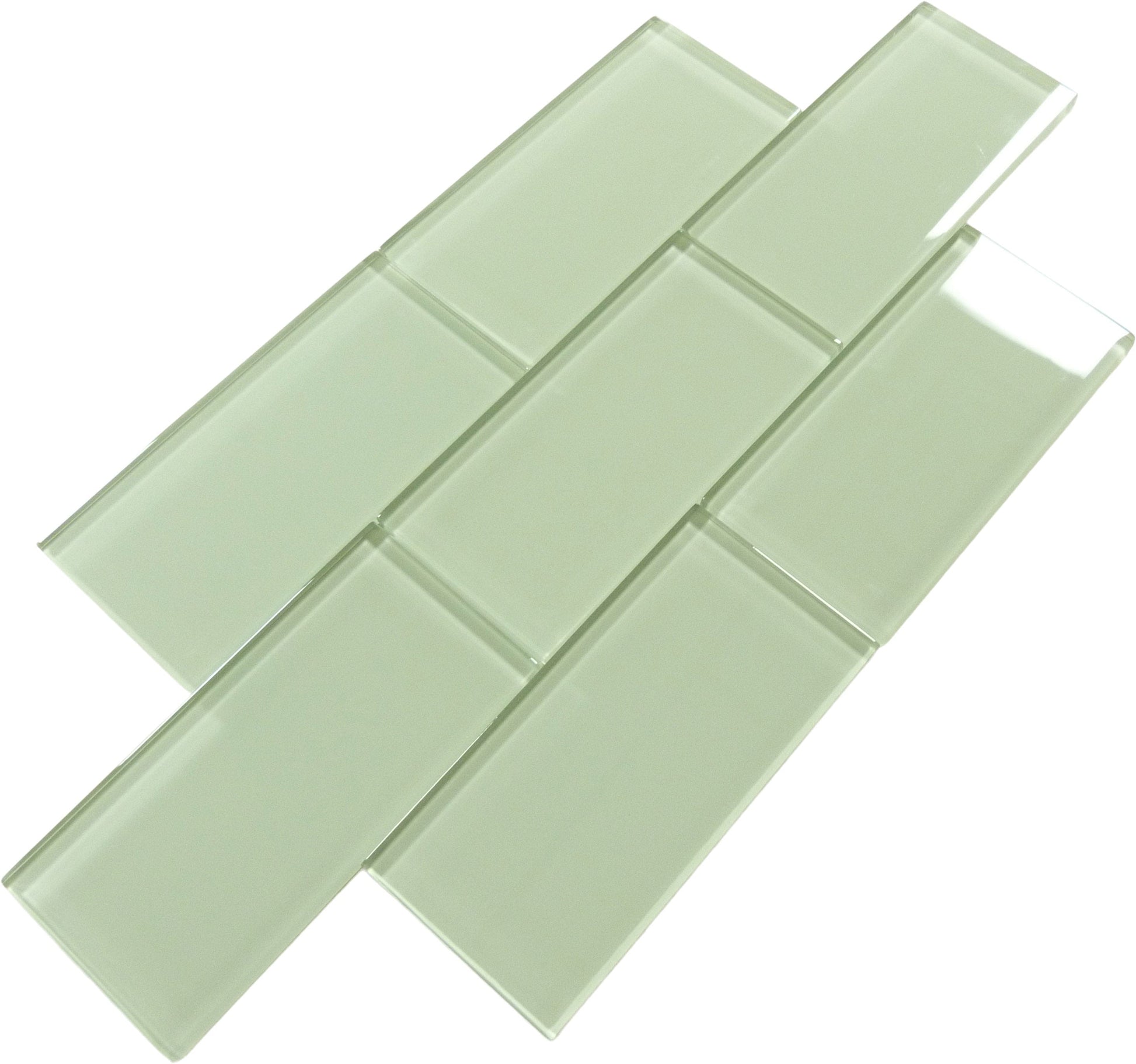 Mist Green 3x6 Glossy Glass Subway Tile Tuscan Glass