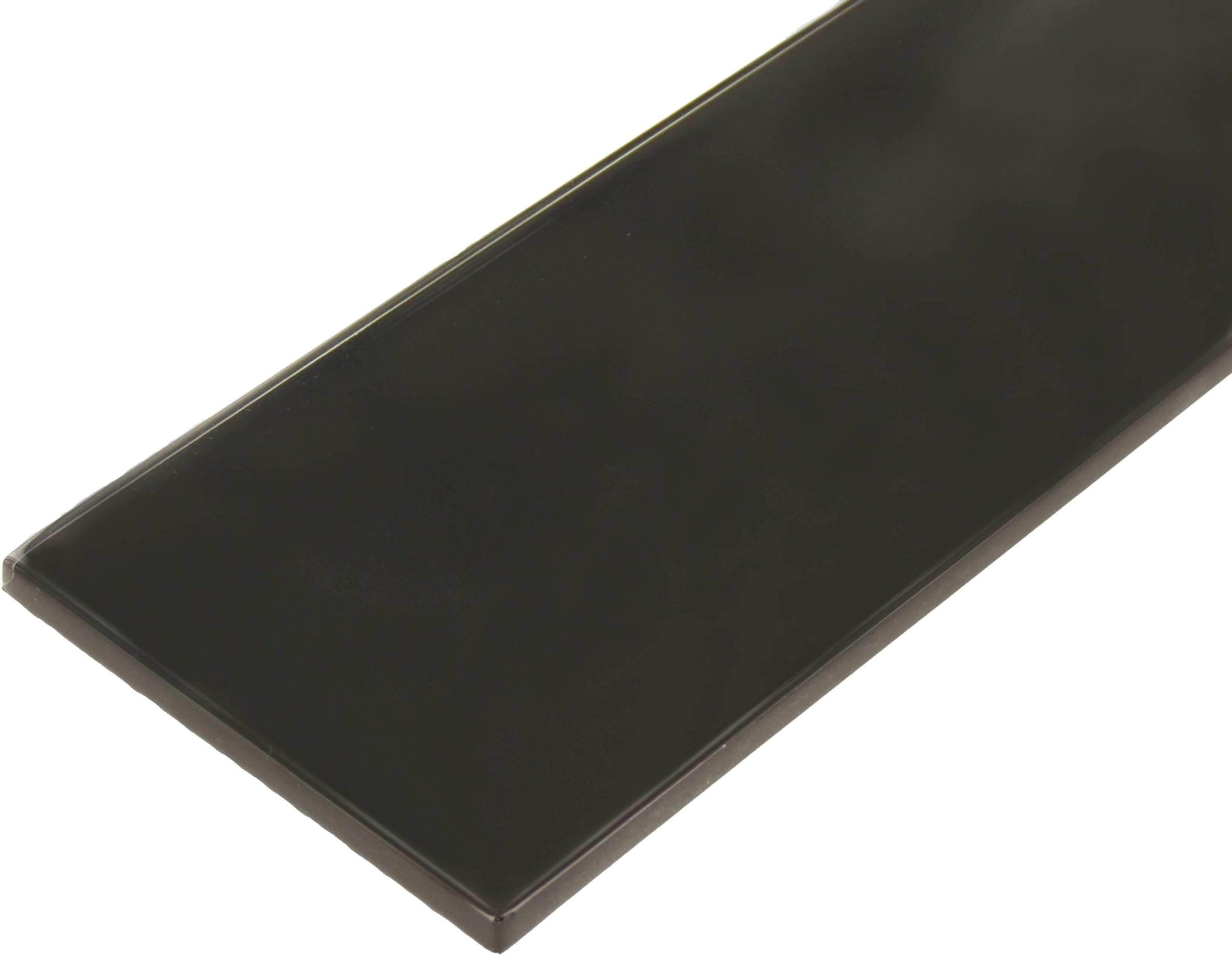 Jet Black 4'' x 12'' Glossy Glass Subway Tile Tuscan Glass