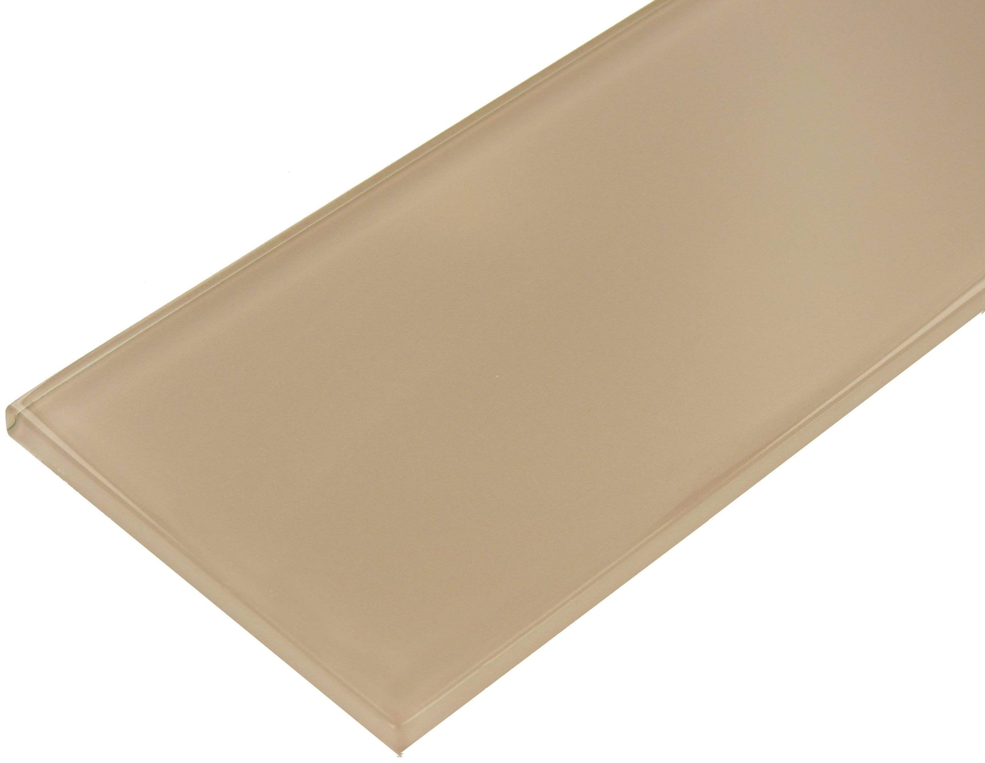 Mushroom 4" x 12" Beige Glossy Glass Subway Tile Tuscan Glass