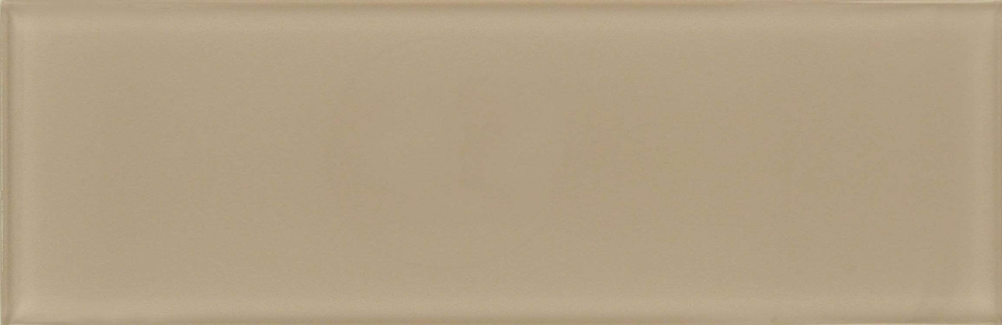 Mushroom 4" x 12" Beige Glossy Glass Subway Tile Tuscan Glass