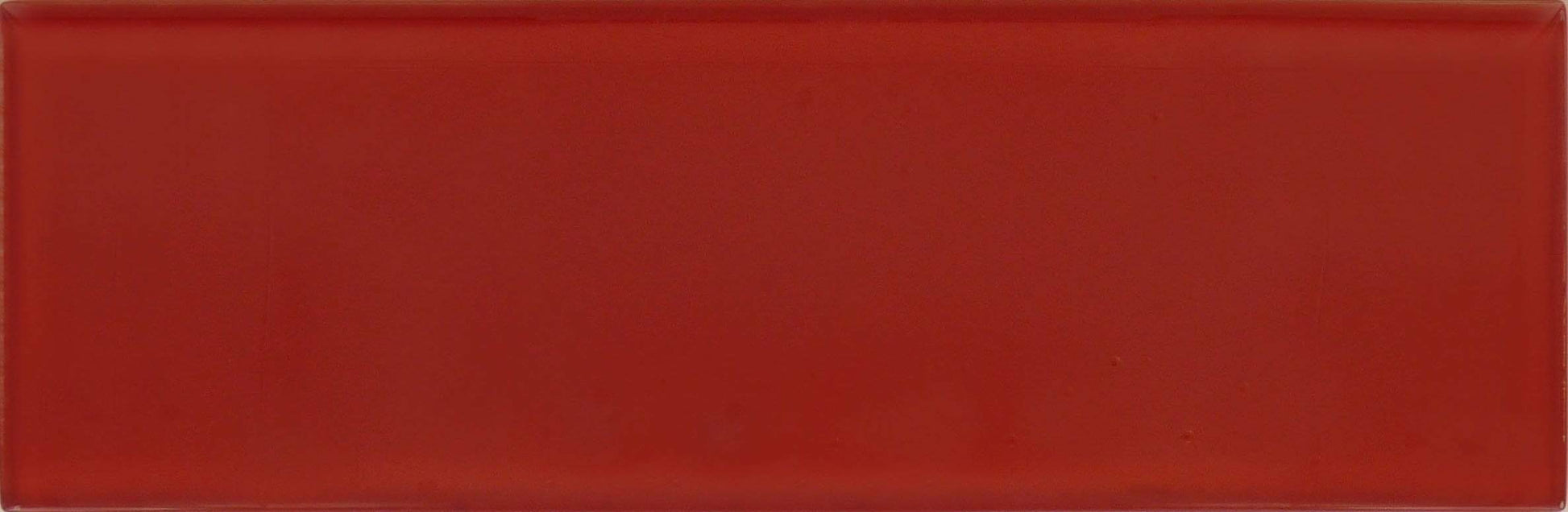 Cherry Red 4" x 12" Glossy Glass Subway Tile Tuscan Glass