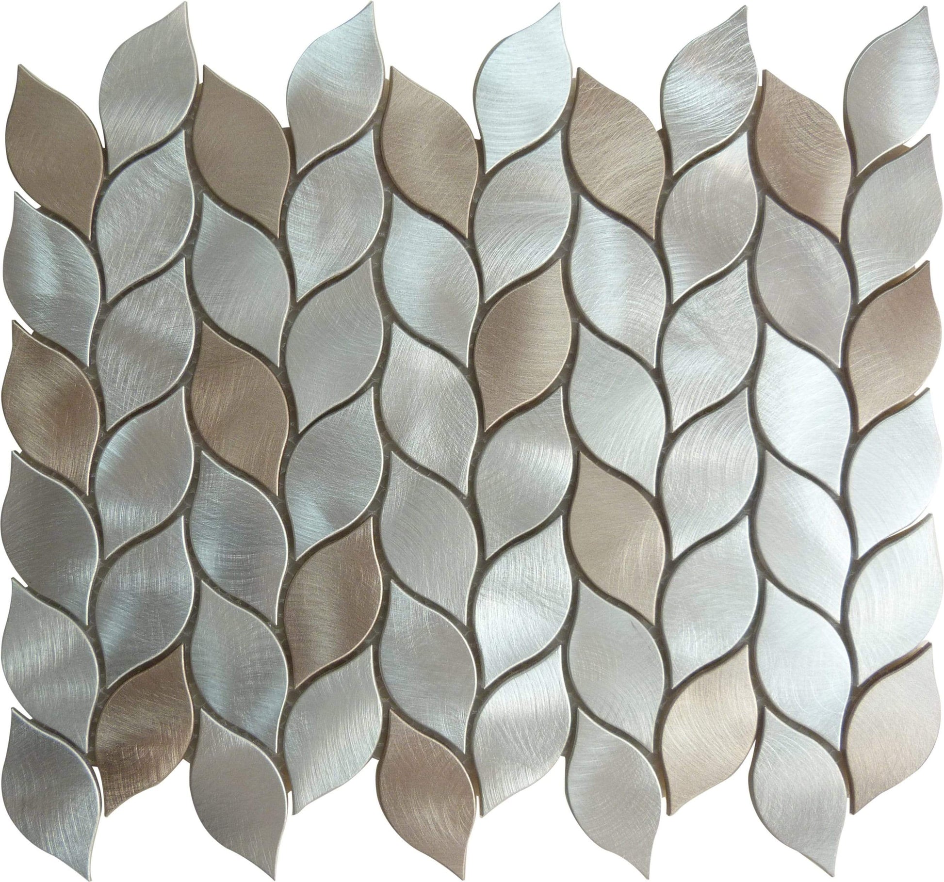 Aluminum Bronze Leaf Brushed Tile Tuscan Glass