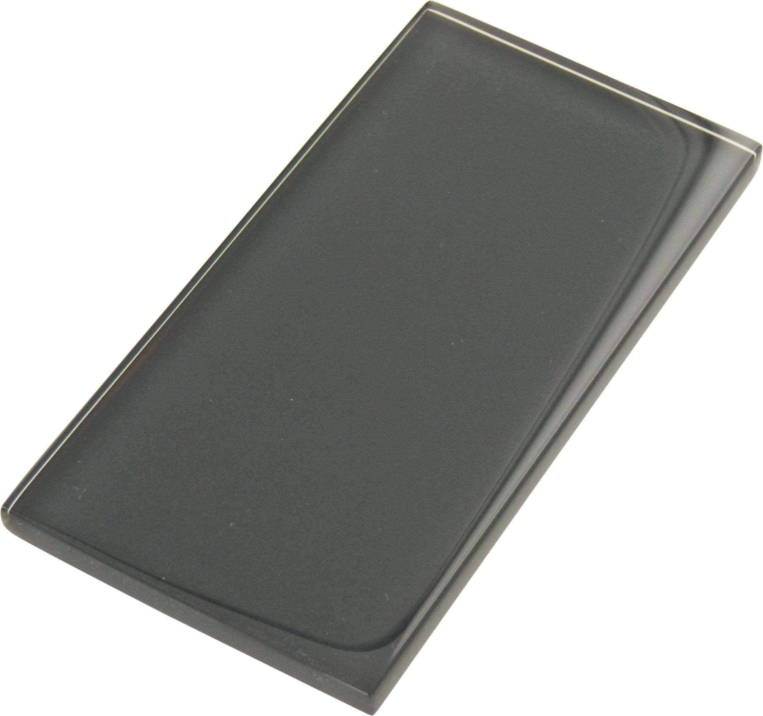 Charcoal Grey 3" x 6" Glossy Glass Subway Tile Tuscan Glass