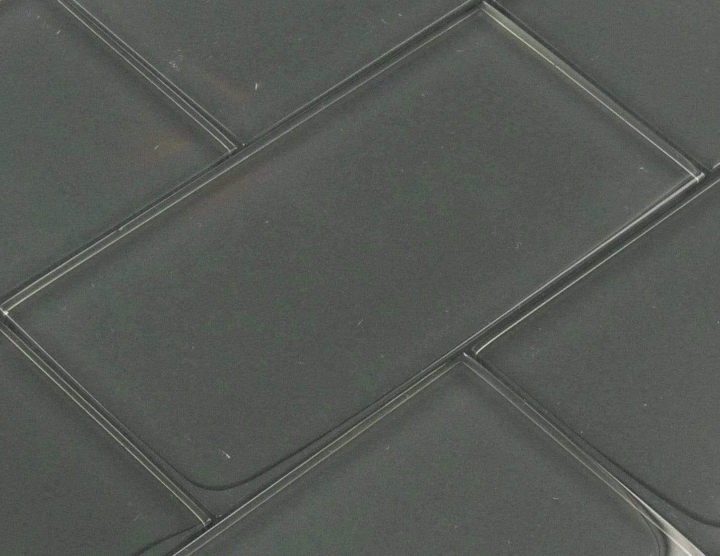 Charcoal Grey 3" x 6" Glossy Glass Subway Tile Tuscan Glass