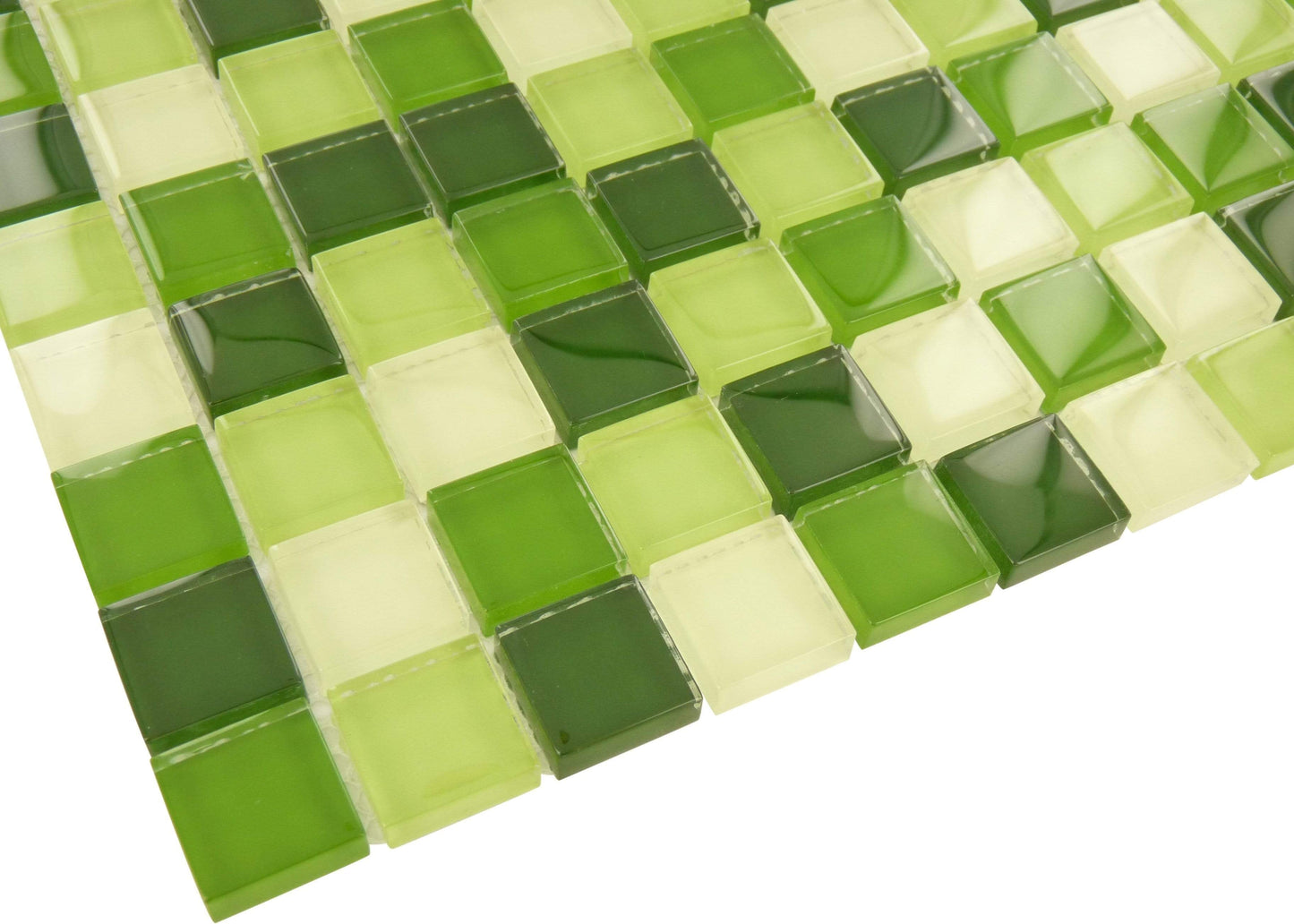 Crystile Green Blend Square Glossy Glass Tile Tuscan Glass