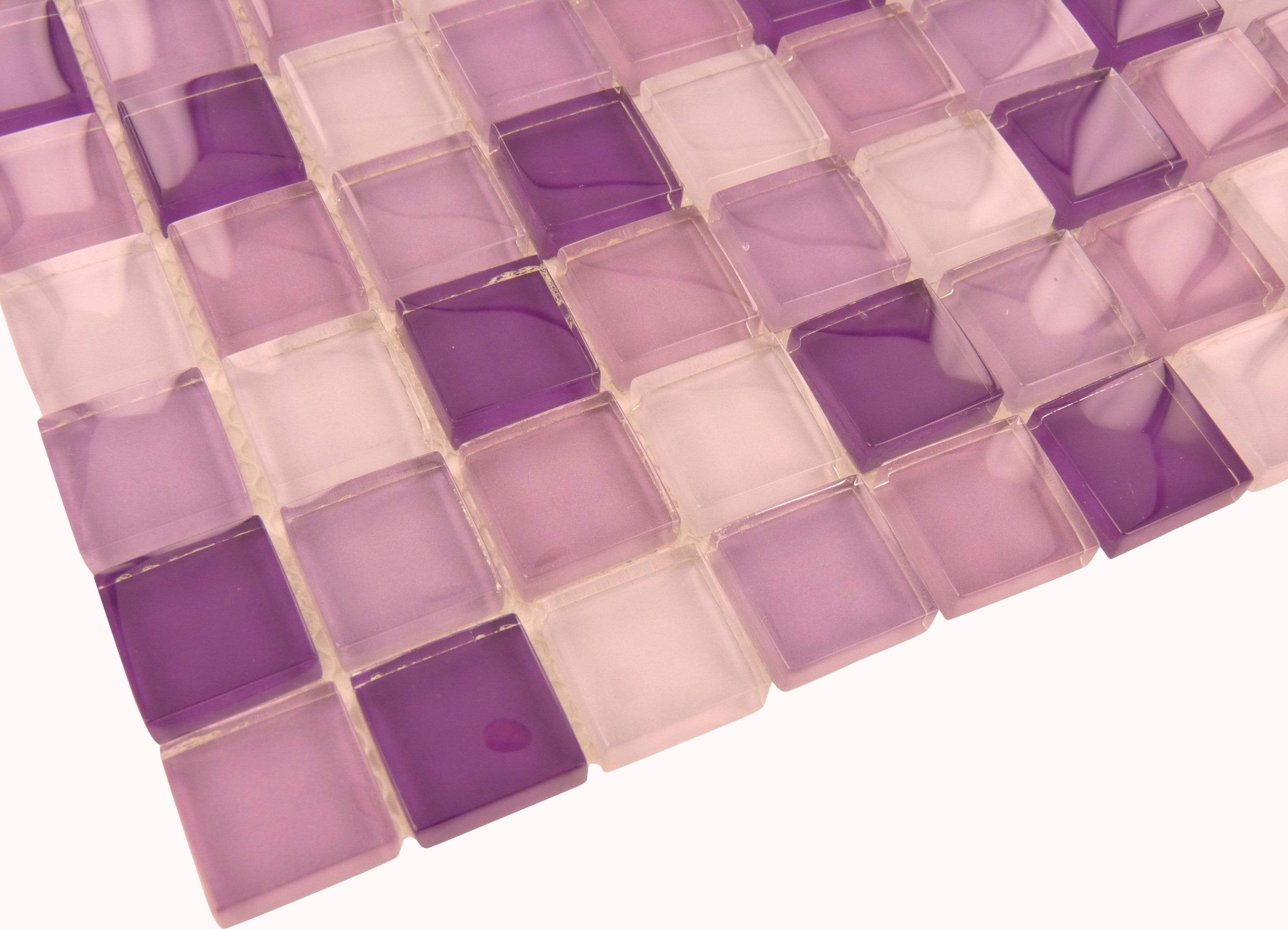 Crystile Purple Blend Square Glossy Glass Tile Tuscan Glass