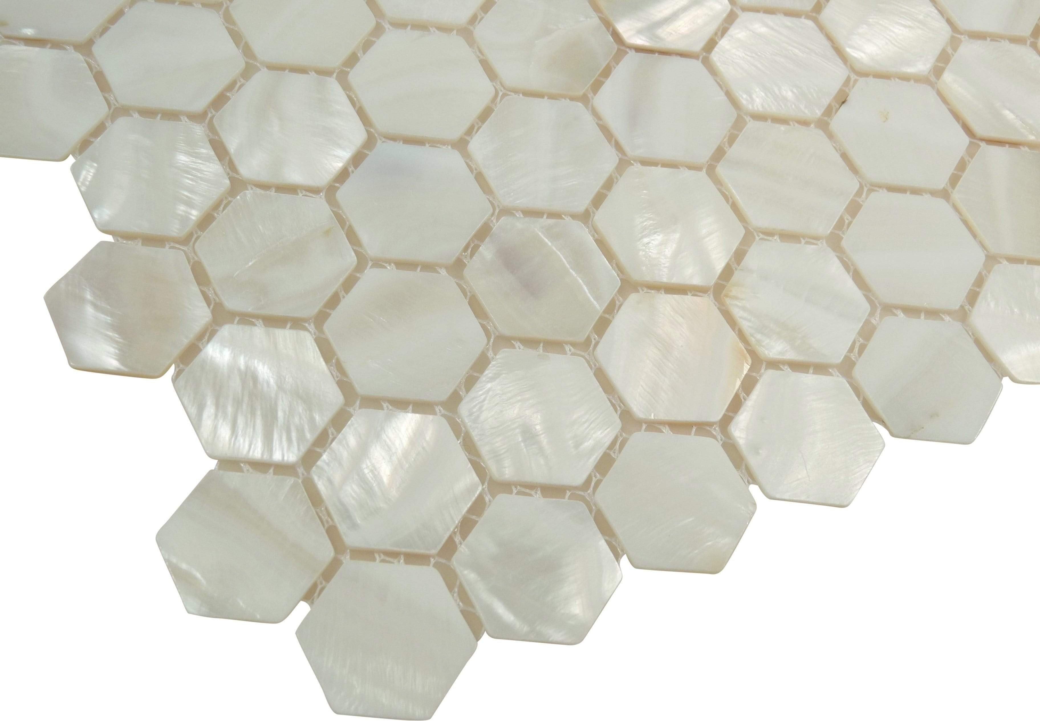 Mother Of Pearl Hexagon Glossy Shell Tile Tuscan Glass