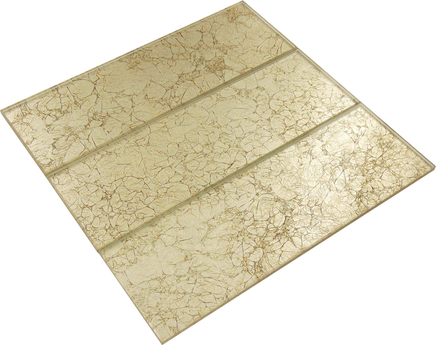 Gold Foiled 4" x 12" Glossy Glass Subway Tile Tuscan Glass