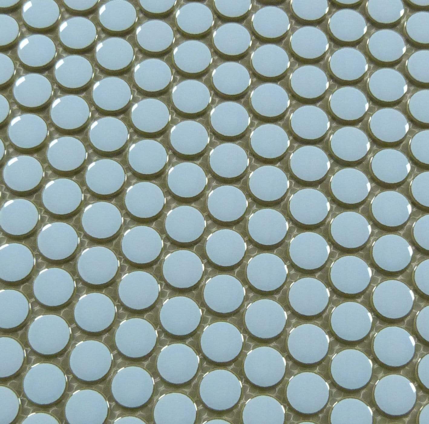 Heavenly Blue Penny Circle Round Glossy Porcelain Tile Tuscan Glass