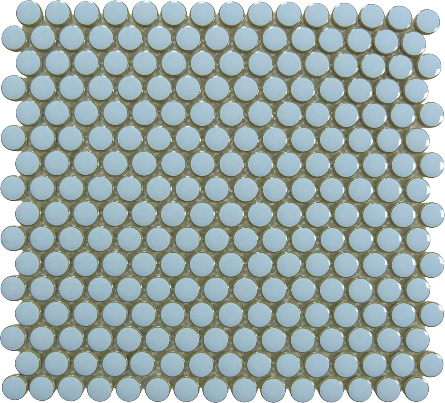 Heavenly Blue Penny Circle Round Glossy Porcelain Tile Tuscan Glass