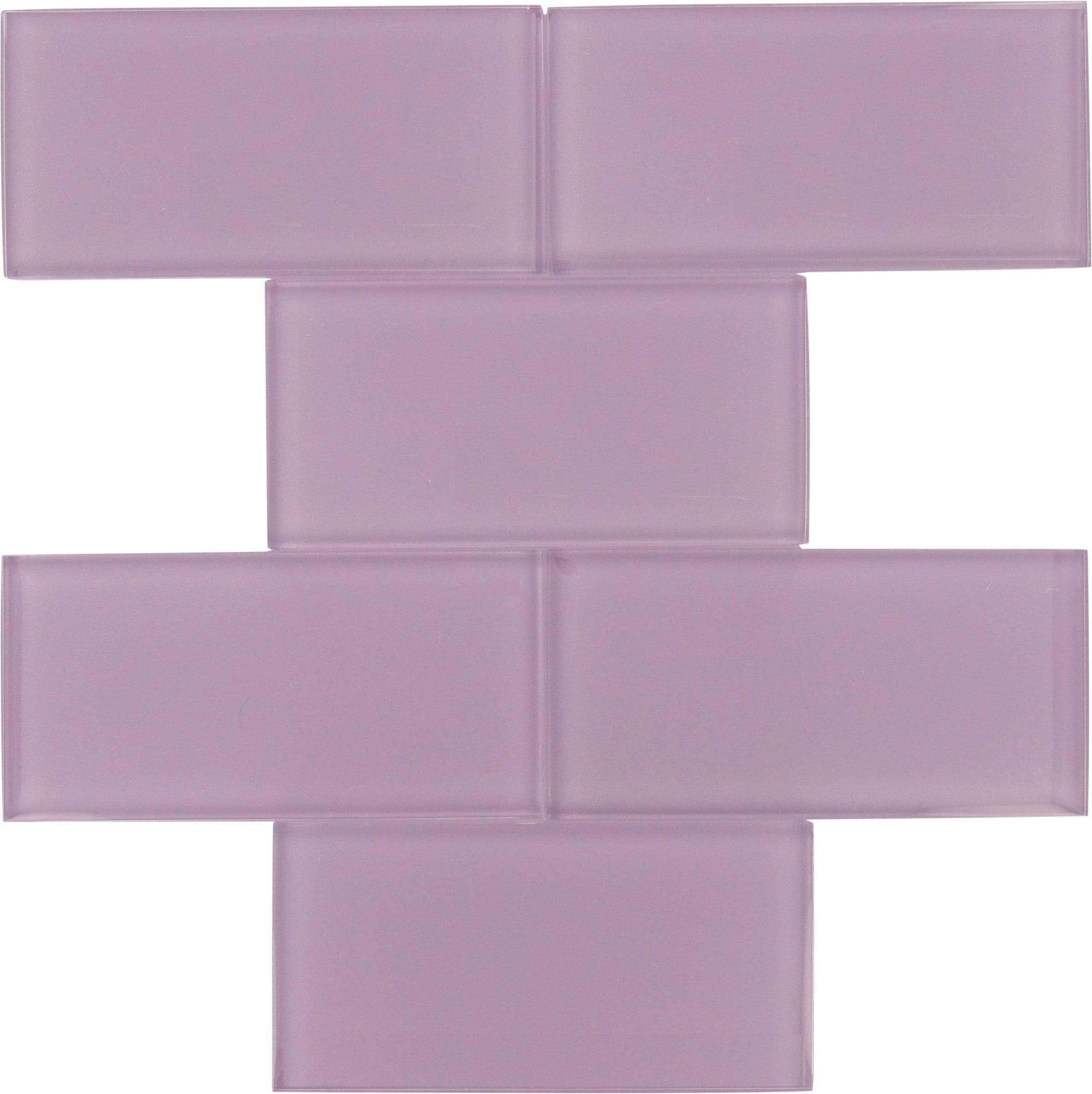 Lilac 3" x 6" Glossy Glass Subway Tile Tuscan Glass