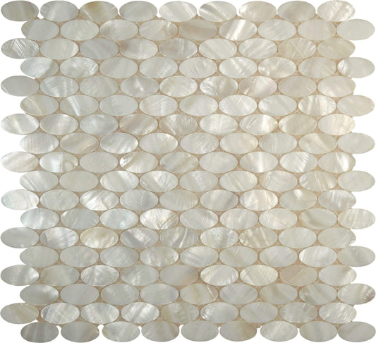 Mother Of Pearl Oval Glossy Shell Tile Tuscan Glass