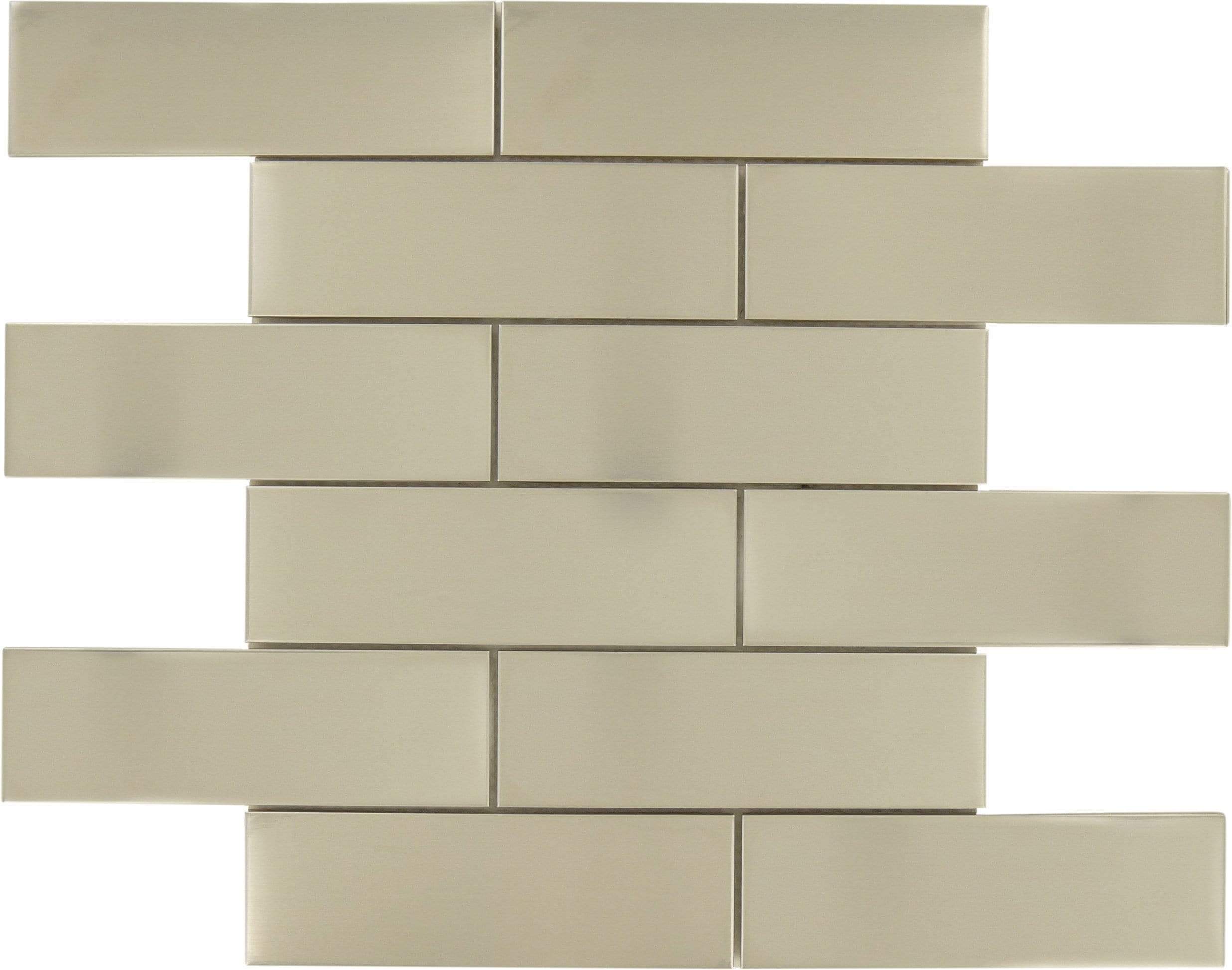 Stainless Steel 2" x 6" Uniform Brick Metal Subway Tile Tuscan Glass