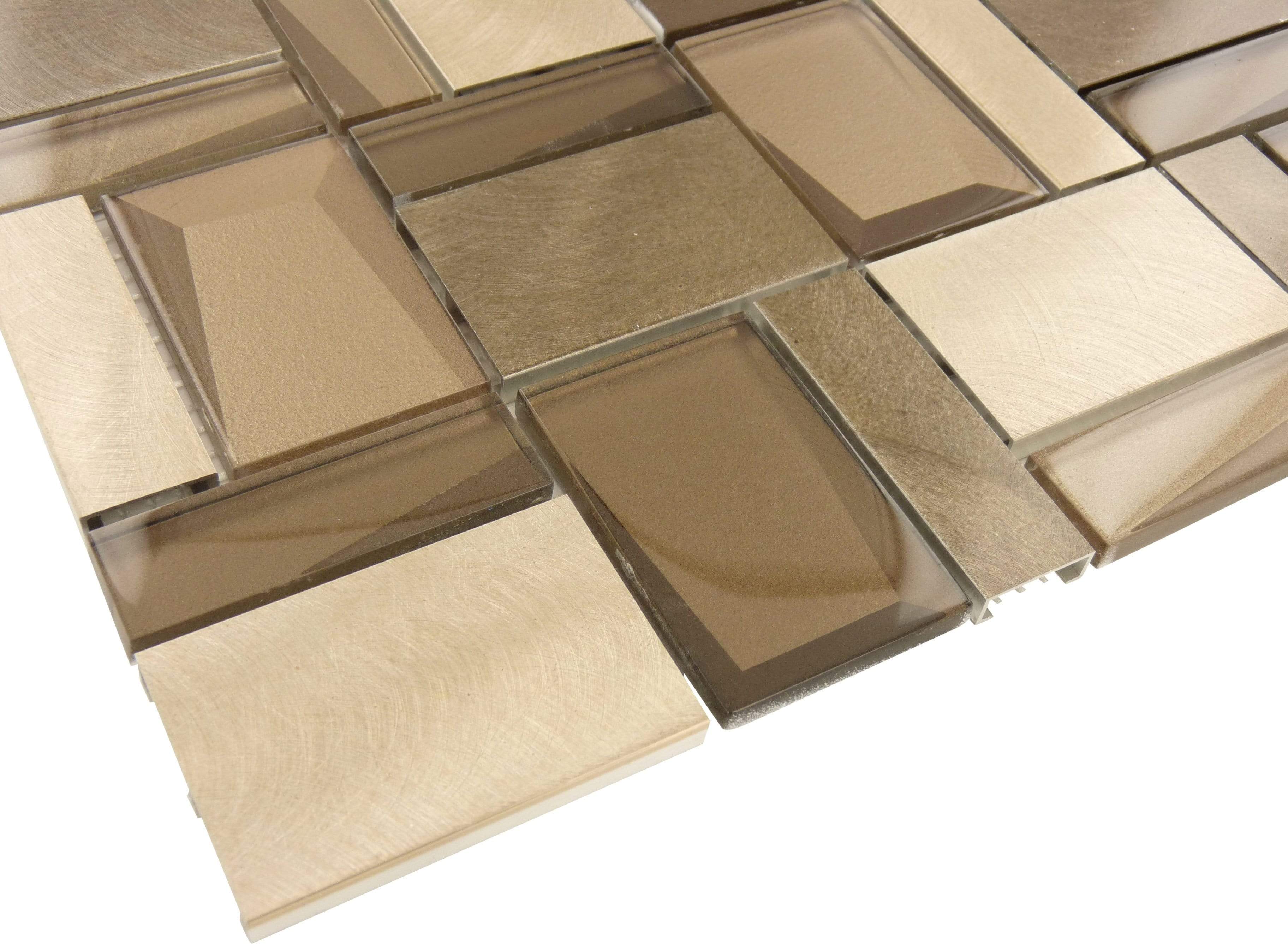 Scandinavian Bronze Glass and Metal Tile Tuscan Glass