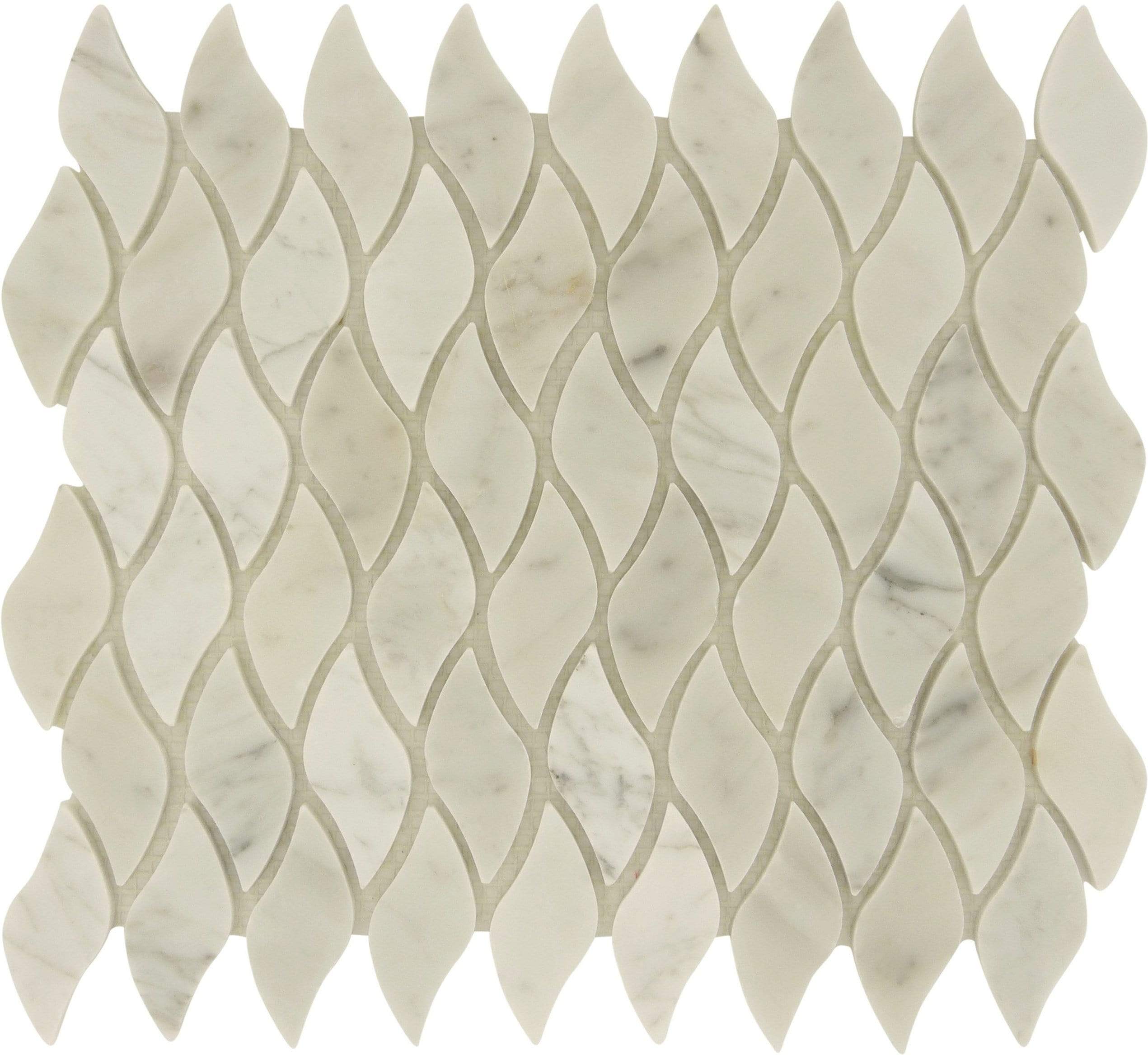 Seagull White Carrara Polished Stone Tile Tuscan Glass