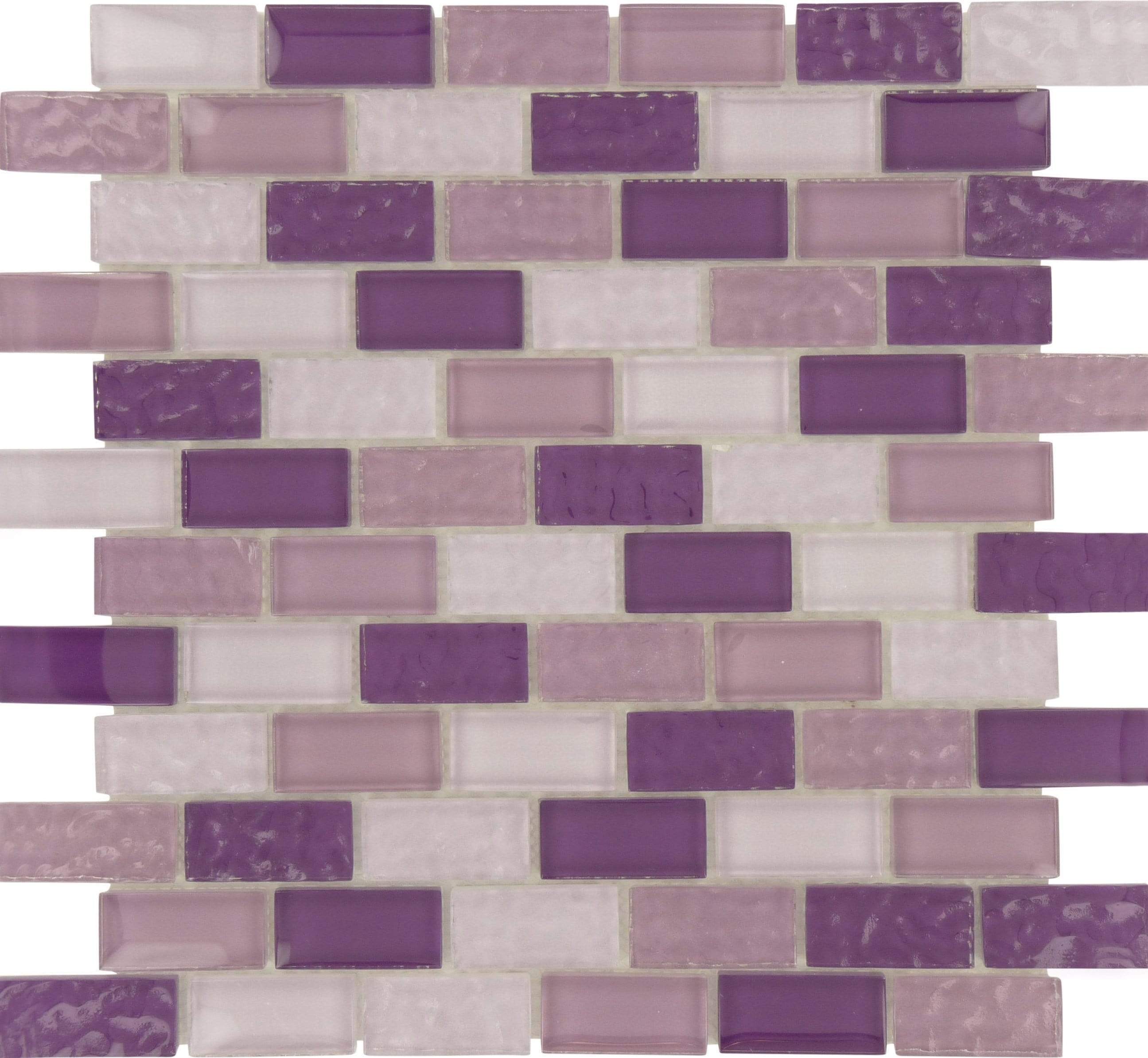 Crystile Purple Blend Uniform Rippled Glossy Glass Tile Tuscan Glass