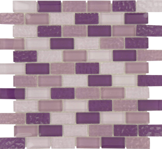 Crystile Purple Blend Uniform Rippled Glossy Glass Tile Tuscan Glass