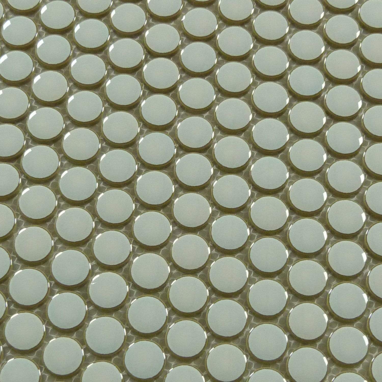 Stone Grey Penny Circle Round Glossy Porcelain Tile Tuscan Glass