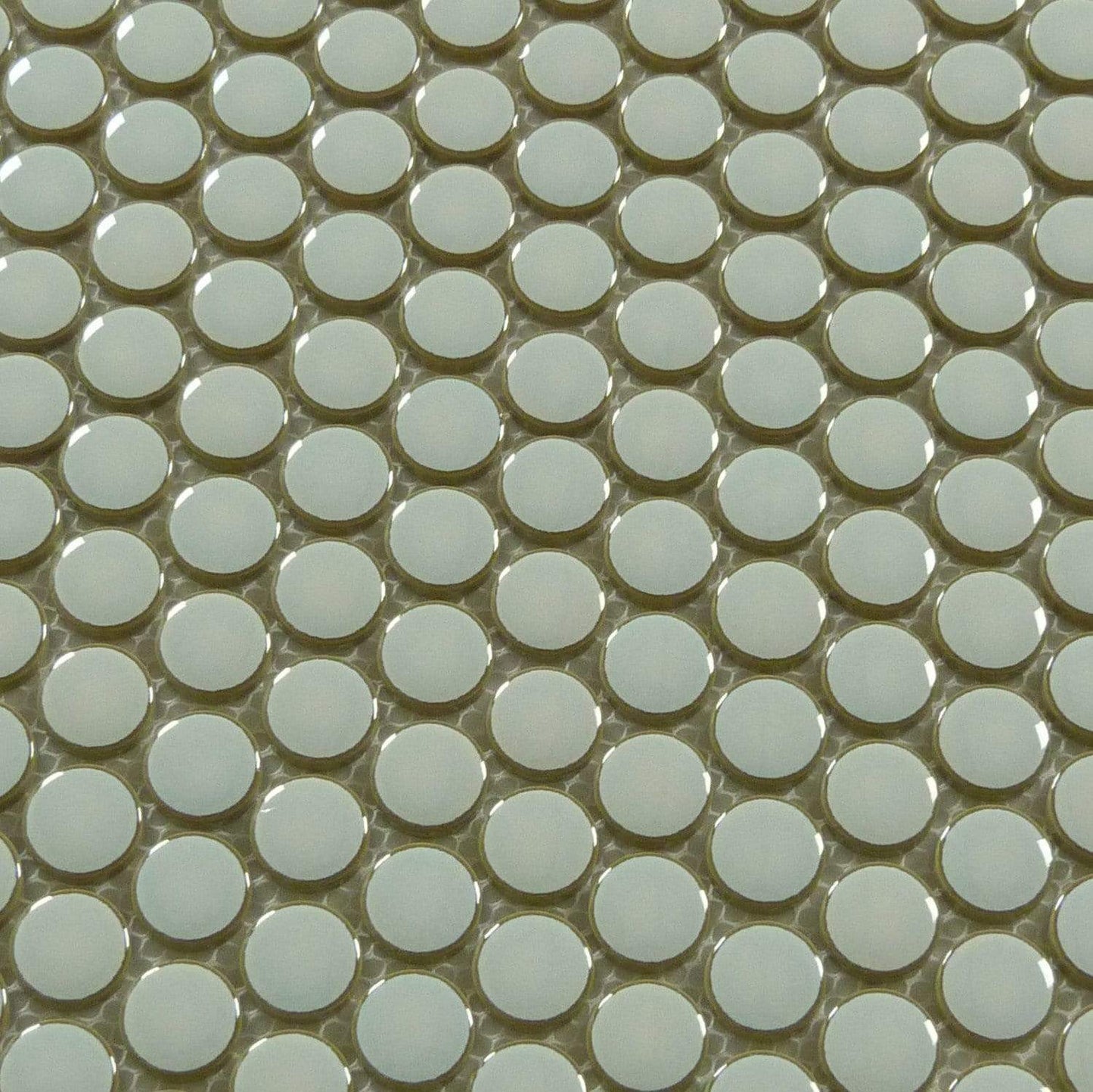 Stone Grey Penny Circle Round Glossy Porcelain Tile Tuscan Glass