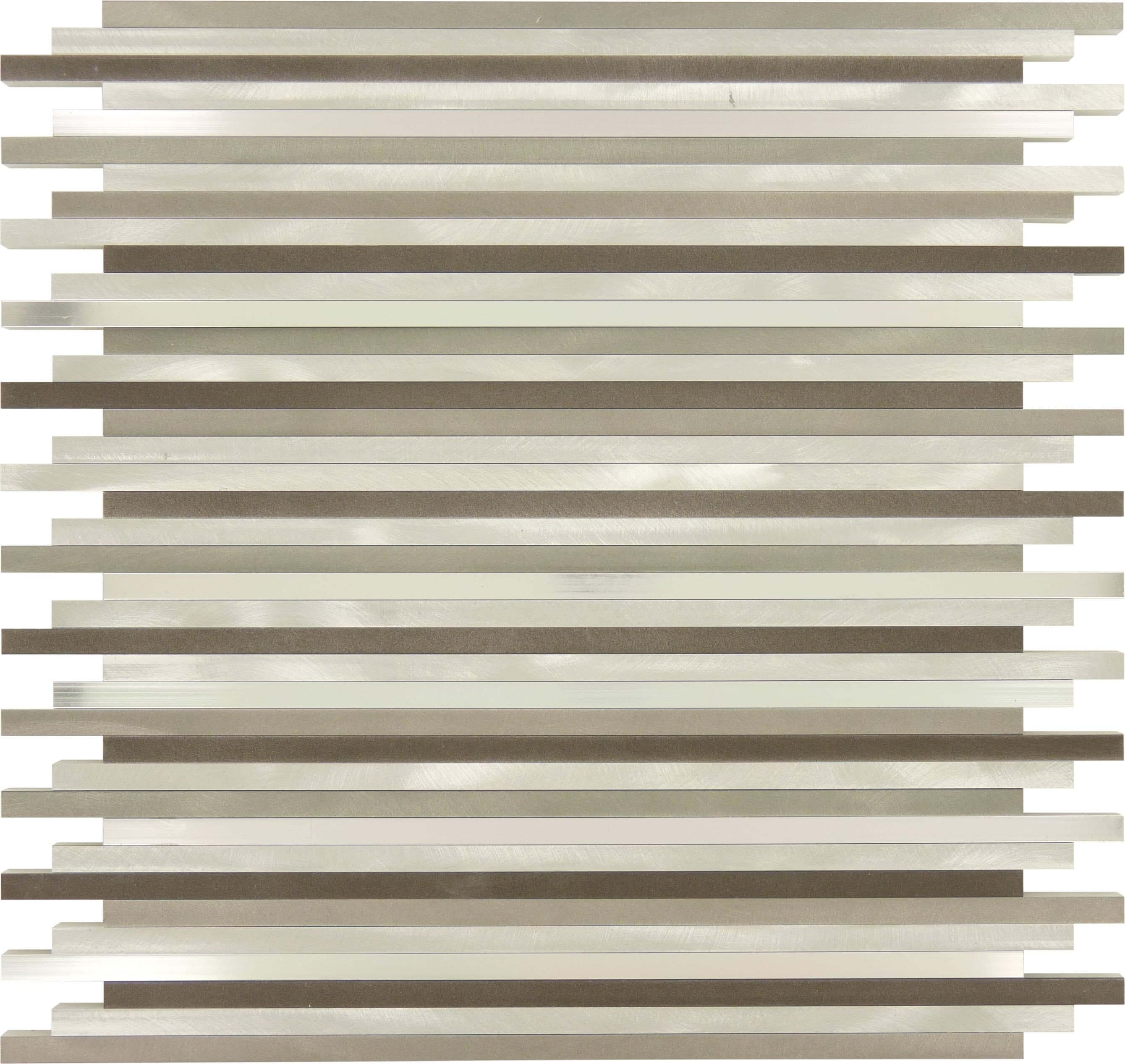 Straight Sticks Aluminum Brushed Metal Tile Tuscan Glass