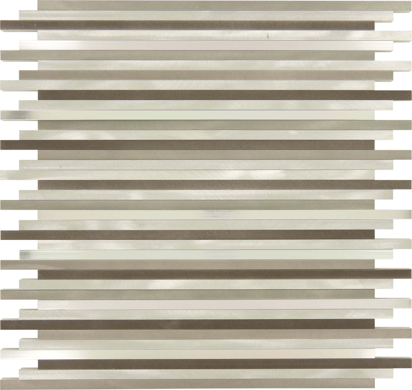 Straight Sticks Aluminum Brushed Metal Tile Tuscan Glass