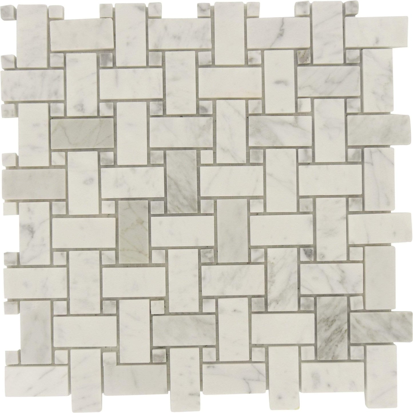 Basket Weave Carrara Polished Stone Tile Tuscan Glass