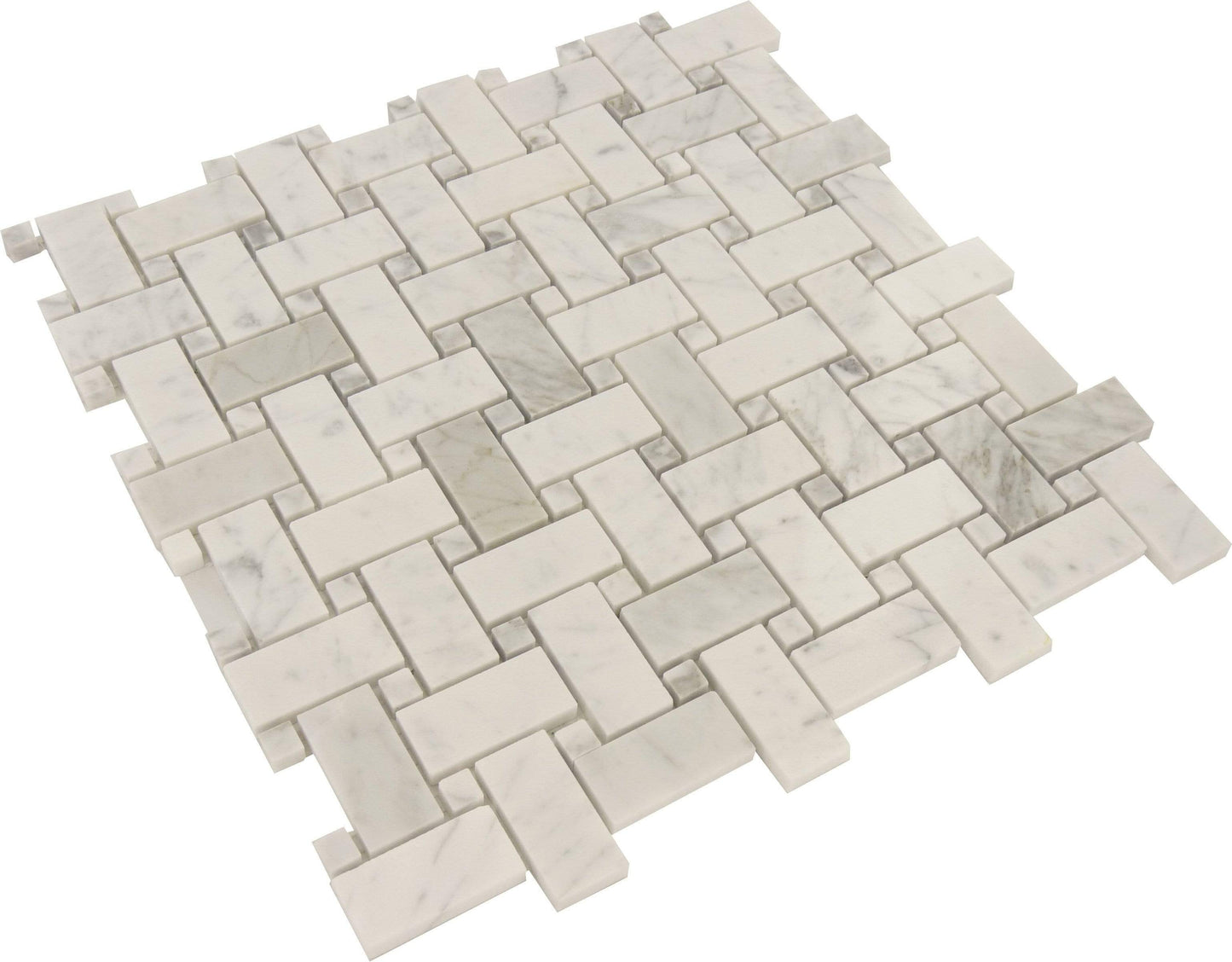 Basket Weave Carrara Polished Stone Tile Tuscan Glass