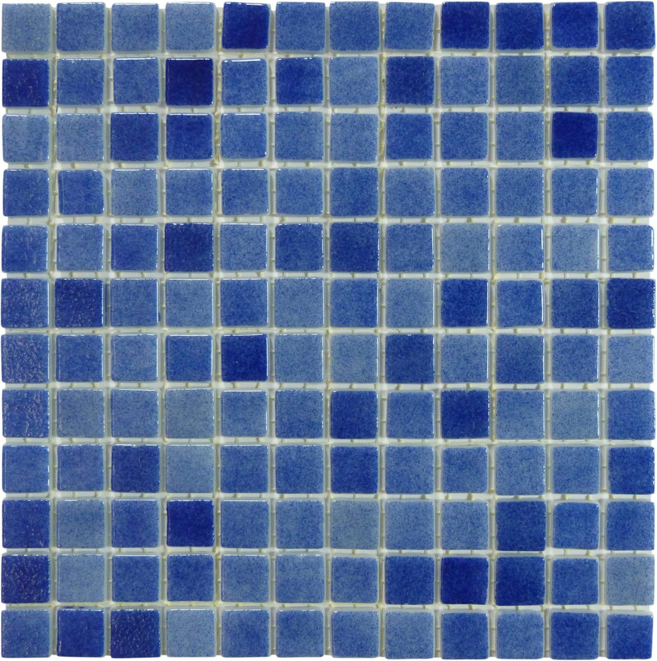 Azul Blue 7/8'' x 7/8'' Glossy Glass Pool Tile Universal Glass Designs