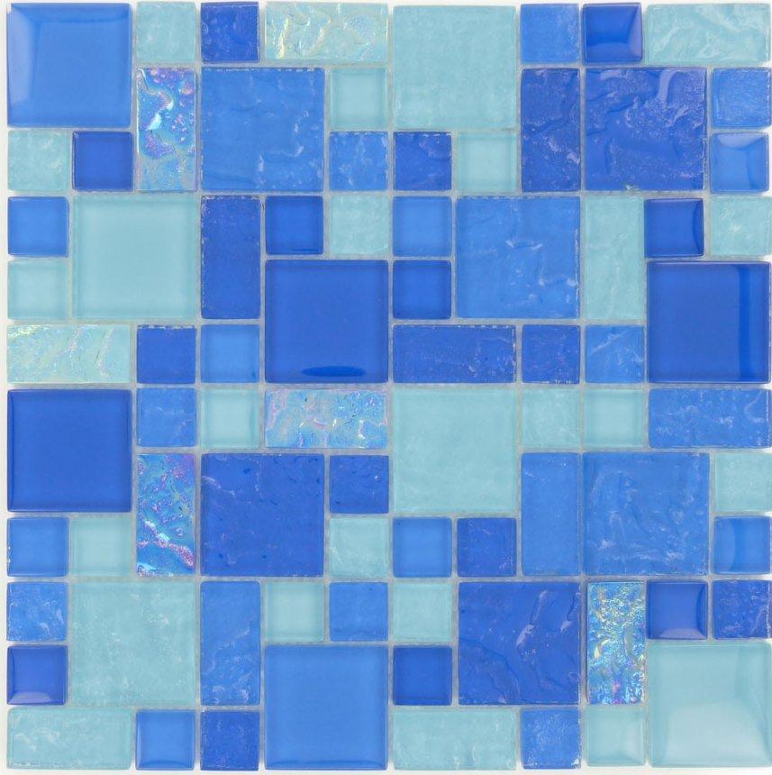 Nassau Unique Shapes Glossy and Iridescent Glass Pool Tile Universal Glass Designs