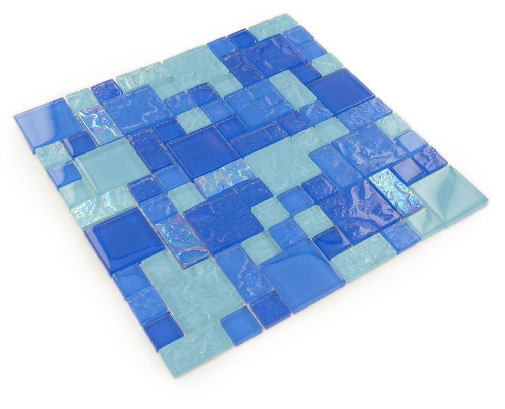 Nassau Unique Shapes Glossy and Iridescent Glass Pool Tile Universal Glass Designs