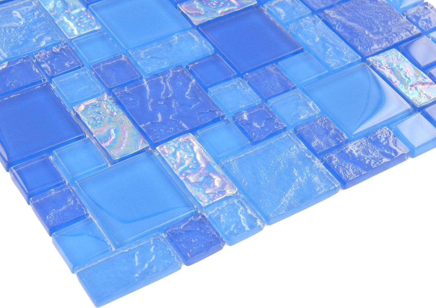 Bimini Blue Unique Shapes Glossy and Iridescent Glass Pool Tile Universal Glass Designs