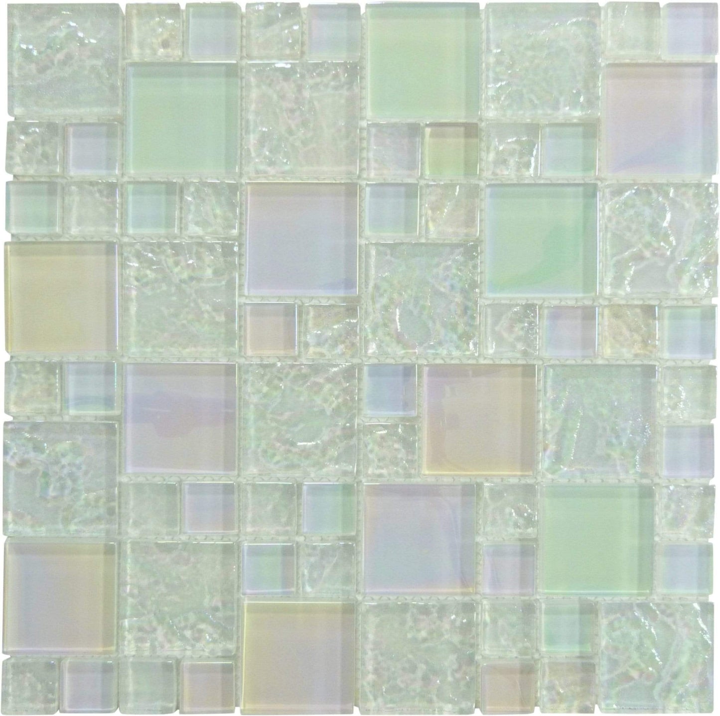 Bahama Exuma White Mix Glossy and Iridescent Glass Pool Tile Universal Glass Designs