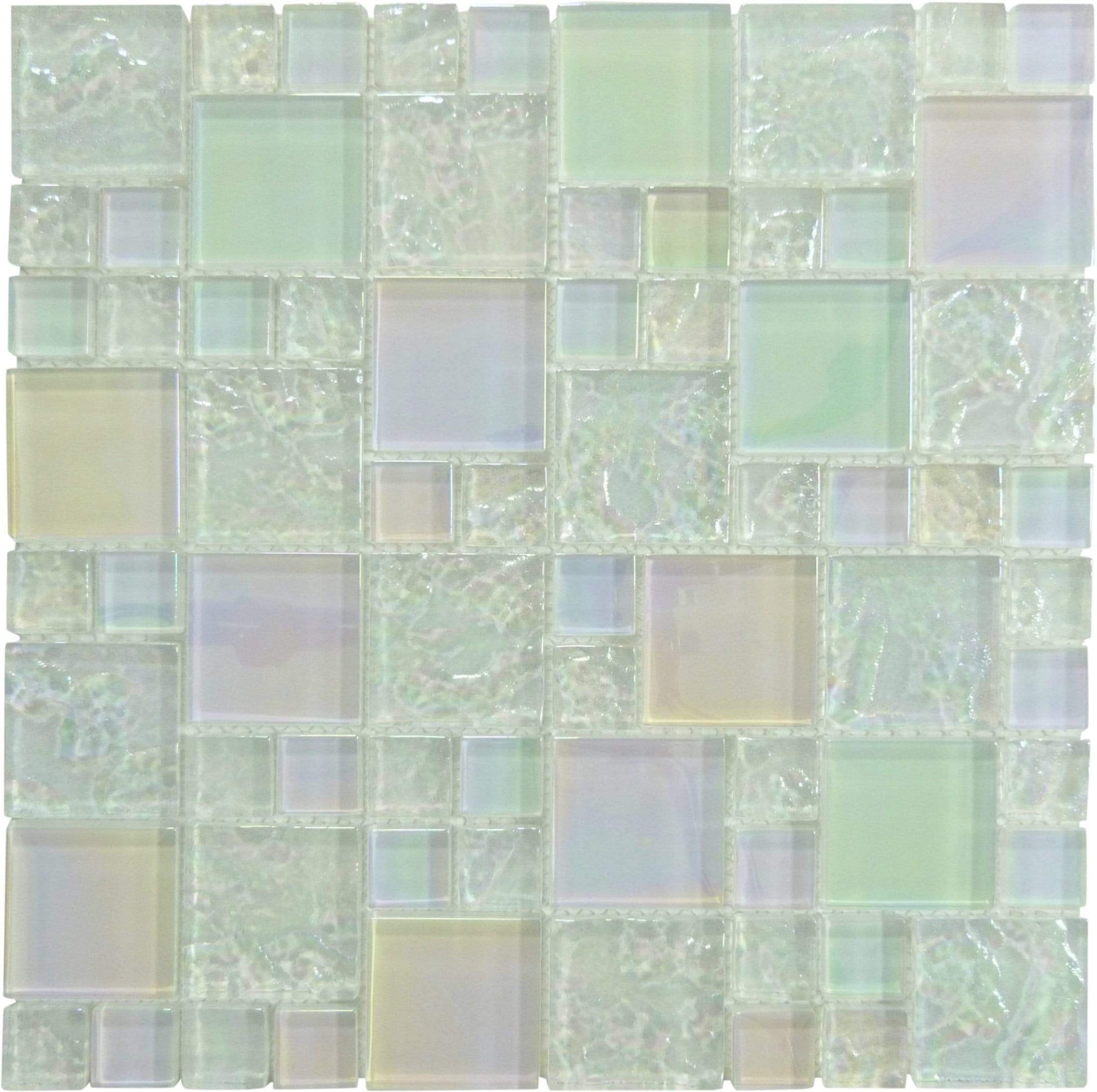 Bahama Exuma White Mix Glossy and Iridescent Glass Pool Tile Universal Glass Designs