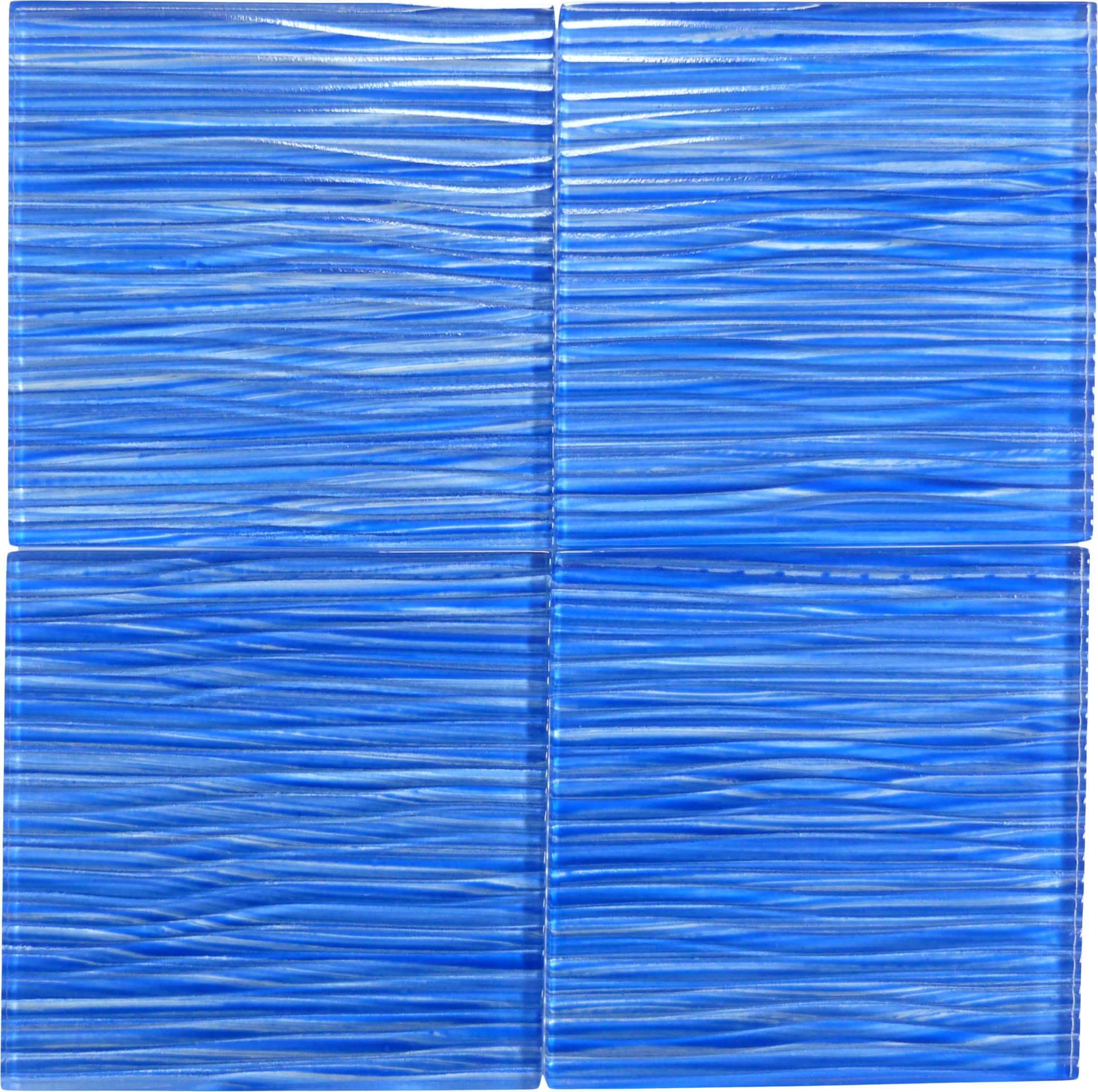 Barbados Electric Blue Wave 6x6 Glossy Glass Pool Tile Universal Glass Designs