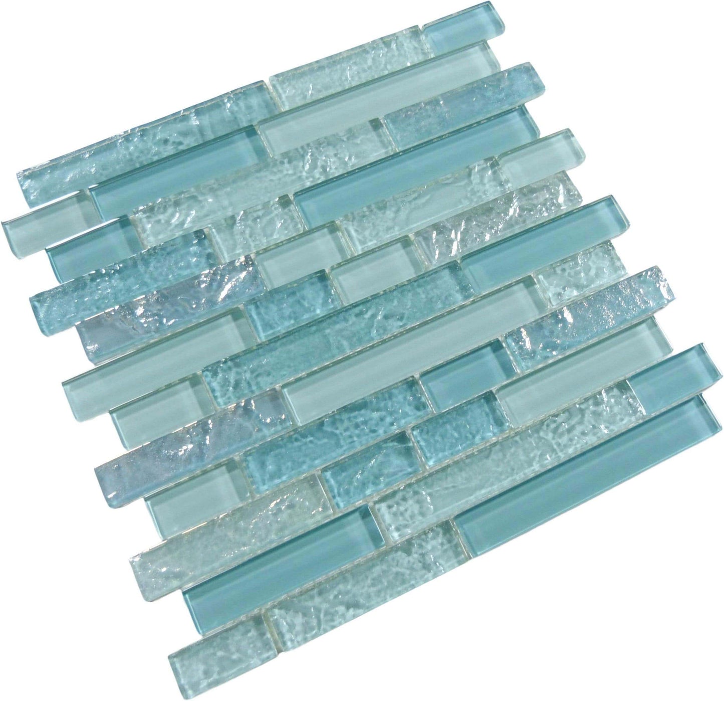 Inagua Random Brick Glossy and Iridescent Glass Pool Tile Universal Glass Designs