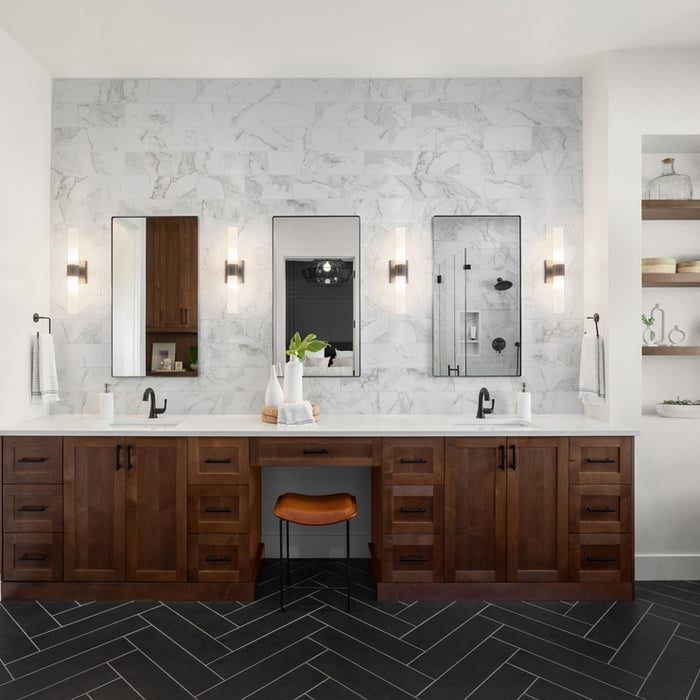  Modern Bathroom with Herringbone Floor Tile