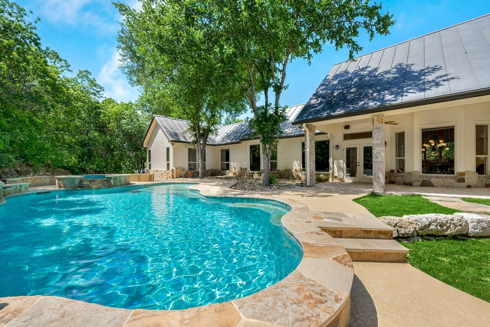 Home Backyard with a Beautiful Swimming Pool
