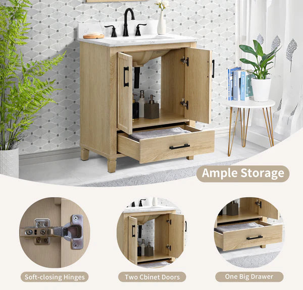 OasisTile Vantique 30" Single Vanity With Carrara white Engineered Stone Top Horizon Tile