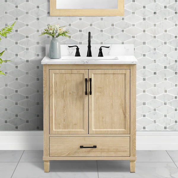 OasisTile Vantique 30" Single Vanity With Carrara white Engineered Stone Top Horizon Tile